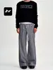 Pantalones Casuales Rectos Rayados de Estilo Urbano Americano Sueltos para Hombres y Mujeres, Diseño de Cintura Patchwork, Cordón, Pantalones de Pierna Ancha Caídos