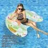 Toldo inflable reclinable de PVC para agua, venta al por mayor, con flotador y portavasos, disponible en stock.