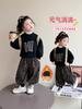 Conjunto de Otoño e Invierno para Niñas 2025 Nuevo Sudadera de Felpa con Letras Pantalones Gruesos con Estampado de Leopardo Conjunto de Dos Piezas Moda de Invierno para Niños