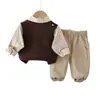 Conjunto de Ropa Otoño 2026 Primavera Otoño Nuevo Estilo Niños Versión Coreana Suéter Chaleco con Letra Conjunto de Tres Piezas Ropa de Moda