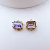 Pulsera Colgante Doble Cuadrado Cobre Puro Chapado en Oro Microincrustado Zirconia Colorida Patrón Geométrico Collar Accesorios de Joyería DIY