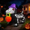 Perro Esqueleto Luminoso Sosteniendo Calabaza Decoración Inflable para Patio Exterior Transfronterizo para Montaje de Ambiente de Fiesta Modelo Inflable de Halloween