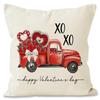 Funda de almohada con estampado de rosas para San Valentín, para sofá, fiesta, decorativa, con borde cruzado, de lino