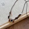 Collar vintage de cuero con ojo de tigre para mujer, estilo chino, con gargantilla superpuesta, collar de nicho, elegante cadena de clavícula que combina con todo.