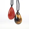 Colgante de Piedra Bruta de Cristal Natural Pulido en Forma de Lágrima Collar Energético Multimaterial Ovalado Producto Nuevo Transfronterizo