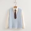Conjunto de Dos Piezas Chaleco de Color Sólido Estilo Japonés con Etiqueta de Hierro + Camisa de Cuello Puntiagudo con Corbata Traje de Otoño para Mujer Venta al por Mayor