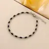 Pulseira de contas de arroz ultra-finas simples com contas redondas de aço inoxidável, estilo boêmio, para mulheres, atacado