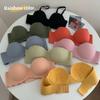 Roupa íntima japonesa simples para meninas, sutiã push-up grosso, cor de doce, com peito pequeno, sem anel de aço e sem rastros, para estudantes do ensino médio