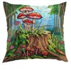 Funda de Almohada Popular Roja Grande con Diseño de Hongo y Mariposa Temática de Bosque Transfronteriza para Oficina, Dormitorio, Decoración de Coche, Cubierta de Almohada para Sofá