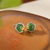 Yilu Plata Plata Esterlina S925 Jade Hoja de Bambú Nudo de Bambú Redondo Lujo Ligero Estilo Chino Nuevo Aretes Versátiles Estilo Fresco