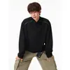 Camiseta básica Henry de un solo hombro con cuello, camiseta de manga larga para hombre, ropa interior estilo ean para estudiantes, otoño, cremallera, cl, marca de moda, deconstruida