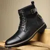 Botas de Trabajo 2026 Nuevas Botas Martin Británicas para Hombre Antideslizantes Retro con Cordones Caña Alta Punta Redonda Botas de Piel 27038