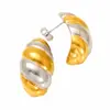 Pendientes Retorcidos Europeos y Americanos Transfronterizos de Acero Inoxidable Color Oro 18K Bloqueados por Color para Mujer, Pendientes Versátiles de Alta Gama de Acero de Titanio, Al por Mayor en Stock