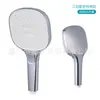 Cabezal de ducha de alta calidad de Xiamen con tres funciones y botones cuadrados, ducha de mano con panel grande y boquilla de silicona líquida