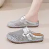 Meias Sapatilhas com Biqueira em Rede para Mulheres, Novos Sapatos Rasos Estilo Mary Jane de Verão, Sapatos Casuais Respiráveis Vazados com Solado Macio para Uso Externo