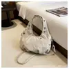 Bolso de Axila Casual con Diseño de Nicho, Bolso Ligero Plegado Simple Estilo Ins tipo Bollo con Remaches, Bolso de Hombro Único Cruzado para Mujer