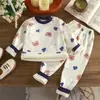 Conjunto de Ropa Interior Térmica para Niños, Forrado de Felpa y Engrosado, Ropa de Otoño para Niños y Niñas, Ropa Térmica para Bebés, Ropa para Bebés