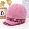 Gorro de Lana Cálido con Forro de Piel de Conejo para Mujer Otoño e Invierno, Gorro de Punto Grueso con Protección para Orejas y Frío para Personas de Mediana Edad y Mayores, Abuela