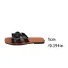 Pantuflas planas casuales tejidas de moda de talla grande transfronterizas para mujer Nuevas para uso exterior de una línea de punta cuadrada Sandalias de playa ligeras