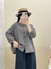 Estilo Bosque Estilo Dulce Cuello Hongo Algodón Puro Cuadros Camisa Manga Larga Diseño Holgado Top Estilo Delgado Primavera y Verano