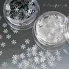 Decorações de unha com lantejoulas de floco de neve de Natal ultrafinas, adesivos de unha brancos e prateados com glitter de açúcar brilhante da moda