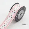 Fita de embalagem de presente com bolinhas de 25mm para grampo de cabelo, caixa de bolo DIY, cinto decorativo, fita de tecido 10 jardas/Rolo