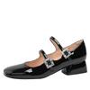 Zapatos Mary Jane Elegantes de Tacón Grueso con Pedrería Estilo Francés 2026 Zapatos de Tacón Alto de Punta Cuadrada Baja con Correa Única para Combinar con Vestidos para Mujer