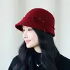 Nuevo sombrero de lana retro de tweed estilo francés para mujer, moderno sombrero de pescador de lana para otoño e invierno, sombrero tipo cubo elegante y que adelgaza el rostro