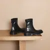 43 gruesas de moda con cremallera de comercio exterior botas finas botas calcetín retro botas cortas 33 temperamento botas cuadradas elásticas adulto