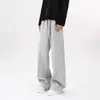 Pantalones Deportivos Casuales Largos para Hombre, Estilo Americano, Parches Diagonales, Dobladillo Curvo, Tejido Pesado Anti-Pilling, Caída Amplia, Versátiles para Primavera y Otoño