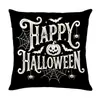 Conjunto de Capas de Almofada Decorativas de Linho para Casa de Halloween com Combo de Capa de Almofada de Sofá de Cabeça de Abóbora Engraçada