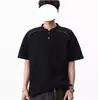 Camiseta de Manga Corta Estilo Americano con Cuello Henley y Parches para Hombre, Verano, Corte Limpio, Resistente, Fresca y Elegante, Corte Holgado con Mangas de Tres Cuartos
