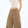Jeans Retro Americano Khaki Scimitar Verão 2025 Novo Cintura Alta Emagrecimento Perna Larga Foice Comprimento Total Calças