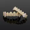 Aparelho de Hip-Hop Transfronteiriço Cobre Banhado a Ouro com Zircônio Dentes de Ouro Grandes Exagerados Personalizados Conjunto de Decoração de Dente de Natal com Zircônio e Diamante Completo