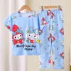Pijama de verão para meninos e crianças, fino, manga curta, calça, conjunto de desenho animado, roupas de casa para crianças maiores, meninos e meninas, atacado transfronteiriço