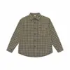 Yidao Vintage 2026 Outono Novo Retro Americano Solto Casual Estilo Old Money Camisa de Manga Longa Xadrez Escovado para Homens