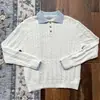 Suéter de tricô masculino falso duas peças com gola polo, padrão trançado em cabos, estilo old money, outono e inverno, atacado de fábrica transfronteiriço