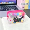 Porta-moedas Gatinho Preto Estilo Ins Bolsa Transparente para Moedas Bolsa de Chave Moeda Cosméticos Infantil Carteira Mini Fofa