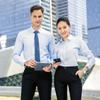 Outono Masculino e Feminino Mesmo Estilo Roupa de Trabalho Roupa de Negócios Camisa Roxa Roupa de Trabalho Feminina Camisa Social de Manga Comprida Bordada LOGO