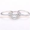 Mingcheng ebay nueva venta caliente Topacio circón anillo de tres piezas Europeo y Americano incrustado ocho corazones y ocho flechas diamante completo anillo de bodas dedo