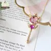 Colar Doce Pedra Preciosa Estilo Japonês Soft Girl Feminino Varinha Mágica Transformação Sakura Asas de Coração Completo Diamante Corrente para Clavícula Estudante