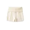 Shorts de Tricô Elástico Torcido com Punhos de Cintura Alta Estilo Americano para Mulheres, Novos Shorts Bodycon Slim-Fit Sexy de Outono