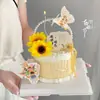 Decoración de Pasteles Adornos de Cesta de Flores de Perla para el Día del Maestro Tarjeta de Felicitación Feliz Día del Maestro Ramo de Girasoles Enchufe