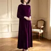 Roupas Íntimas Outono e Inverno Estilo Hepburn Cor Sólida Gola Redonda Vestido Moda Feminina Nicho Atacado Transfronteiriço Solto Linha A Longo Vestido