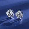 Aretes de moissanita simulación de transmisión en vivo para mujer estilo Ins amor plata de ley S925 circonita seis garras aretes de moissanita aretes