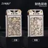 Encendedor de Queroseno Zorro Z567 Níquel Blanco Tallado, Delgado Portátil Creativo Retro Viento a Prueba para Hombres Multiestilo de Moda