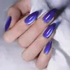 Unhas postiça estilo Ins azul Klein olho de gato formato amêndoa longo unhas postiças adesivos de nail art cor sólida novo estilo 2026