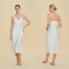 Vestido Lencero de Acetato para Comercio Exterior, Vestido de Noche Sexy Cruzado Hombros Descubiertos, Camisón de Lujo Inspirado en Vestidos de Dama de Honor para Mujer
