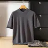 Novo suéter de tricô de manga curta liso para outono e inverno, importado, gola alta parcial, ajuste solto casual, camiseta básica de tamanho grande para homens