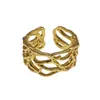 JZ21 estilo coreano retro diseño de nicho textura irregular hueca anillo abierto de plata S925 ins para mujer